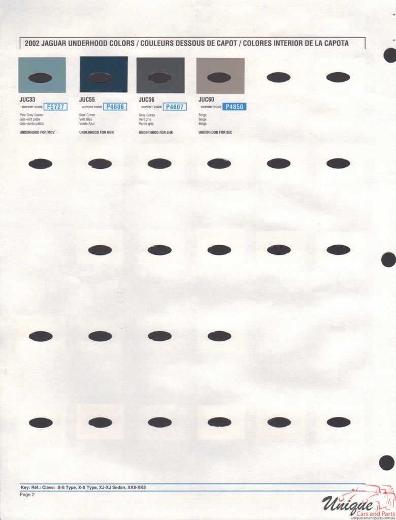 2002 Jaguar Paint Charts DuPont 2